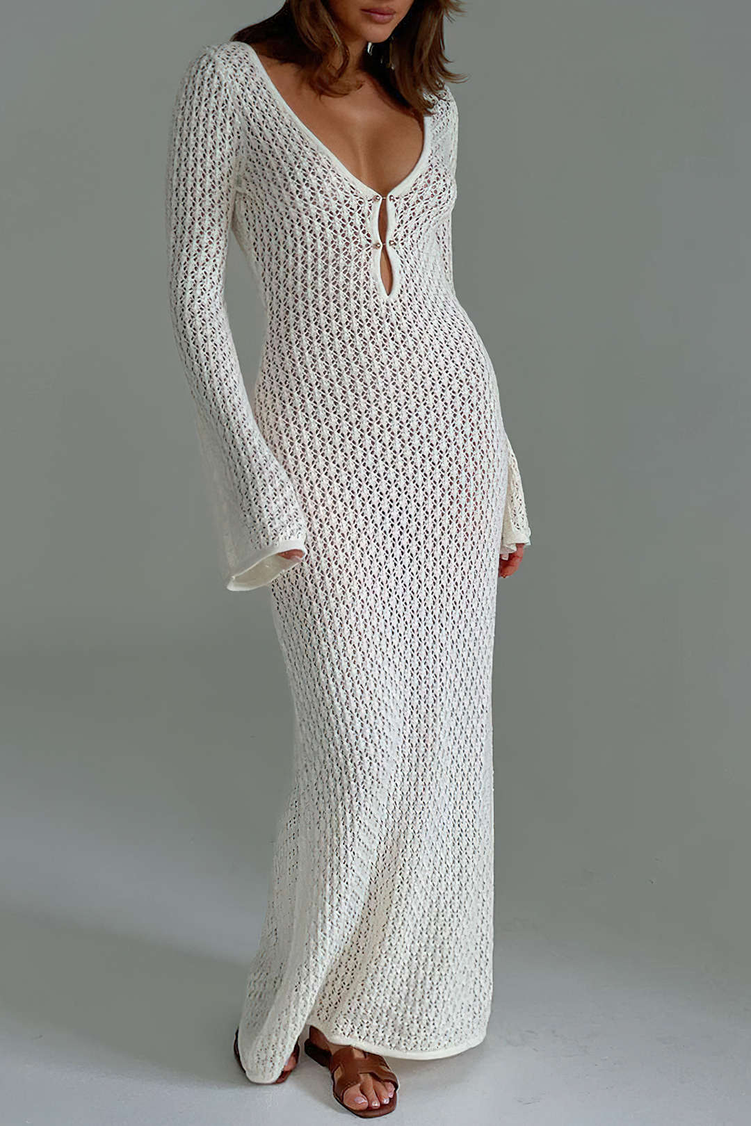 pullover knit dresses Women's No Better Time Grey Ribbed Knit Sweater Mini Dress | Size: L