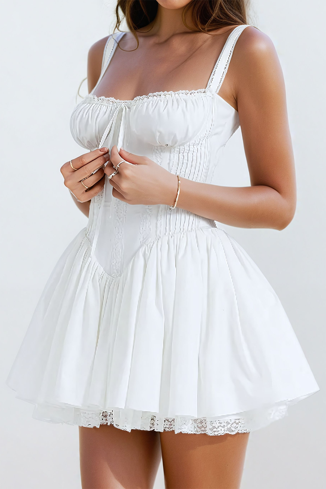 Lace Trim Tie Back Slip Mini Dress – BellaWear