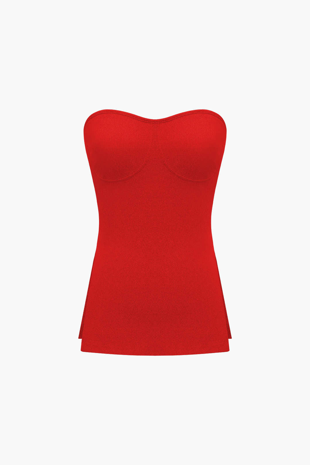Solid Knit Split Strapless Top And Shorts Set