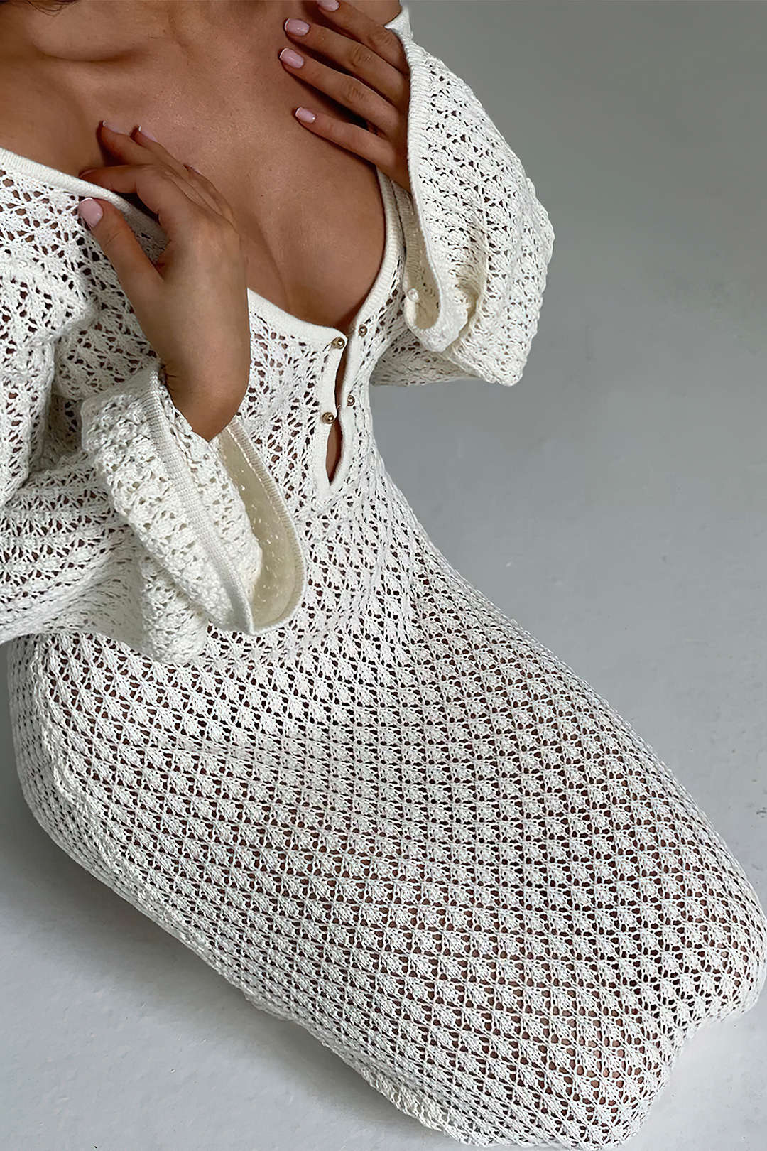 open knit bell sleeve maxi dress Sunloudy Women Crewneck Knit Maxi Dress Bell Long Sleeve Ruched Ribbed Bodycon Long Sweater Dress Streetwear(Apricot,Small) at Amazon Women's Clothing store