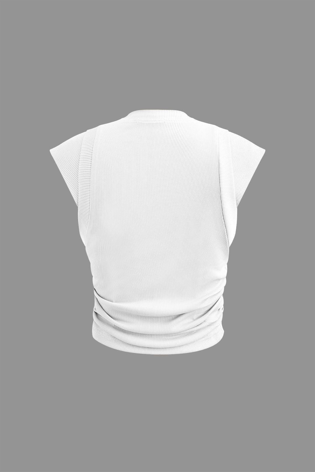 Rib Knit Cap Sleeve Ruched Tank Top
