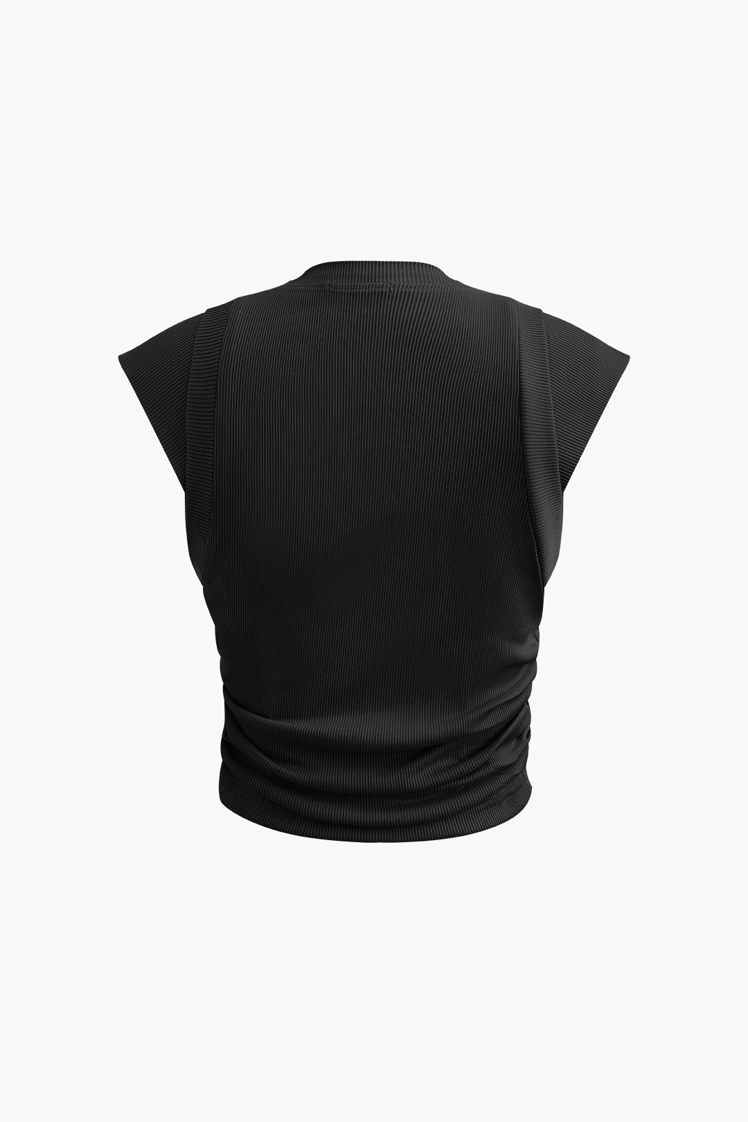 Rib Knit Cap Sleeve Ruched Tank Top